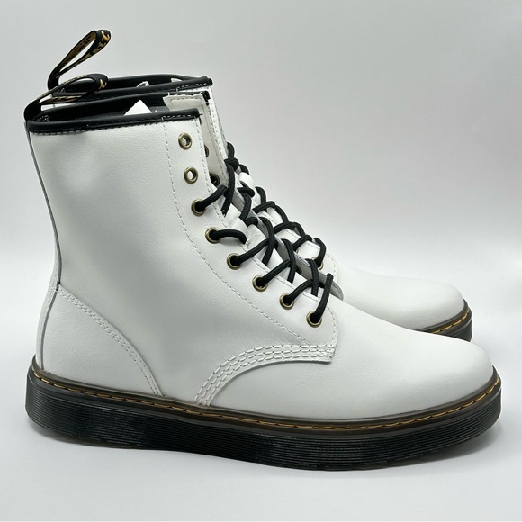 Unisex Dr. Martens Zavala White Leather Combat Boot Women’s Size 11=Men 10 New - Picture 3 of 10